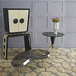 Дизайнерский журнальный столик с круглой столешницей на золотых ножках Risenbix варинант исполнения - 1 | Loft Concept в Тюмени