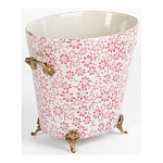 Кашпо из белого фарфора с розовым цветочным орнаментом Eden Garden варинант исполнения - 2 | Loft Concept в Тюмени