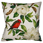 Декоративная подушка бежевая с изображением птиц и цветов Blooming Birds варинант исполнения - 1 | Loft Concept в Тюмени