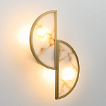 Бра с двумя полукруглыми плафонами из искусственного алебастра в бронзовой оправе Marbella варинант исполнения - 3 | Loft Concept в Тюмени