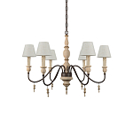 Люстра на металлическом основании с 6-ю белыми тканевыми абажурами Terrain варинант исполнения - 2 | Loft Concept в Тюмени