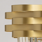 Люстра цвета матового золота с металлическими лентами и длинными прозрачными подвесками Gilded Waves варинант исполнения - 7 | Loft Concept в Тюмени