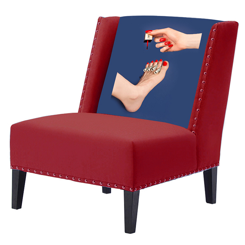 FUN Armchair "Pedicure" Red Дизайнерское кресло с цветным принтом Бургундский красный Сапфирово-синий FUN Armchair "Pedicure" Red Дизайнерское кресло с цветным принтом Бургундский красный Сапфирово-синий в Тюмени | Loft Concept
