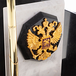 Настольный письменный набор из мрамора и змеевика с гербом России Marble Accessory варинант исполнения - 3 | Loft Concept в Тюмени