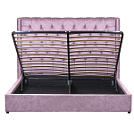 Кровать двуспальная фиолетовая с основанием из массива дерева с мягким изголовьем Velour Beds варинант исполнения - 3 | Loft Concept в Тюмени