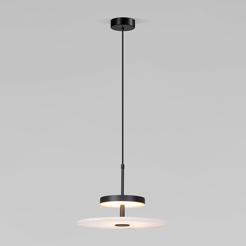 Светодиодный подвесной светильник черный с мраморным рассеивателем Черный Белый Мрамор Bianco в Тюмени | Loft Concept 