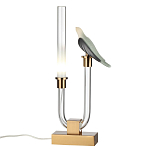 Настольная лампа с прозрачной трубкой и декоративной фигуркой птицы на бронзовой подставке Ganthea варинант исполнения - 2 | Loft Concept в Тюмени