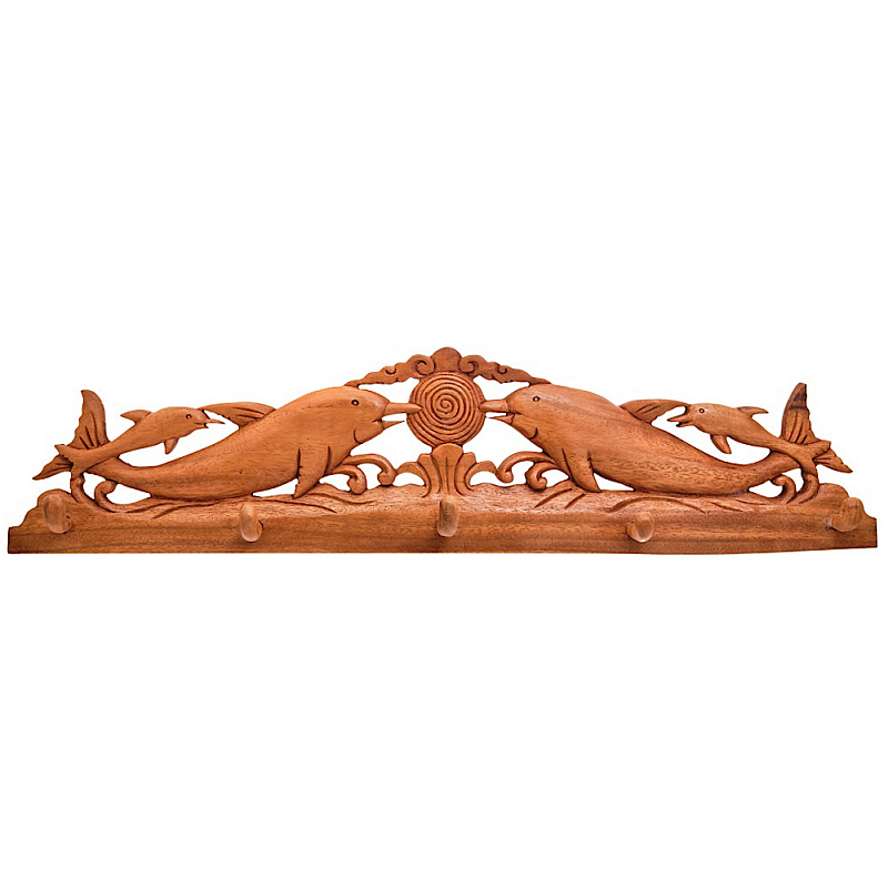 Панно-вешалка из дерева дельфины Panel With Animals Коричневый в Тюмени | Loft Concept 