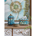 Салфетница прямоугольная голубого цвета с цветами и бабочками Blue Garden варинант исполнения - 2 | Loft Concept в Тюмени