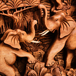 Панно из дерева пять слонов Panel With Animals варинант исполнения - 4 | Loft Concept в Тюмени