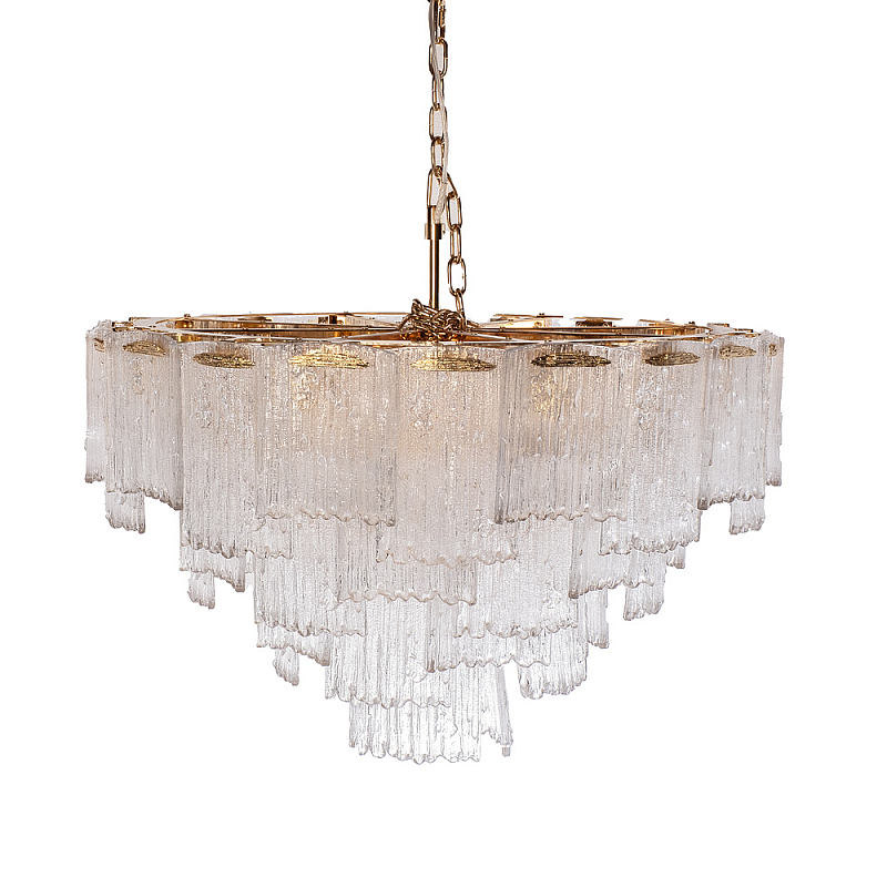 Люстра подвесная круглая из рифленого стекла Fluted Glass Chandelier Золотой Прозрачный Люстра подвесная круглая из рифленого стекла Fluted Glass Chandelier Золотой Прозрачный в Тюмени | Loft Concept