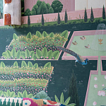 Обои ручная роспись Mahal Garden Original colourway on blue painted Xuan paper варинант исполнения - 4 | Loft Concept в Тюмени