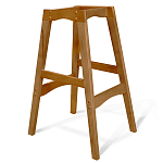 Барный стул со спинкой и подлокотниками на 4-х деревянных ножках Кремовый Велюр Ava Charm варинант исполнения - 5 | Loft Concept в Тюмени