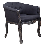 Кресло низкое в стиле прованс Черный Лен Louis French Armchair  варинант исполнения - 1 | Loft Concept в Тюмени