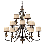 Люстра бронзового цвета с бежевыми абажурами из органзы в классическом стиле Hinkley варинант исполнения - 1 | Loft Concept в Тюмени