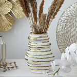 Ваза белая с рельефной поверхностью и золотыми полосами Vase Beehive варинант исполнения - 5 | Loft Concept в Тюмени