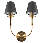 Бра с металлическим основанием бронзового цвета и 2-мя черными конусовидными абажурами Dignity варинант исполнения - 3 | Loft Concept в Тюмени