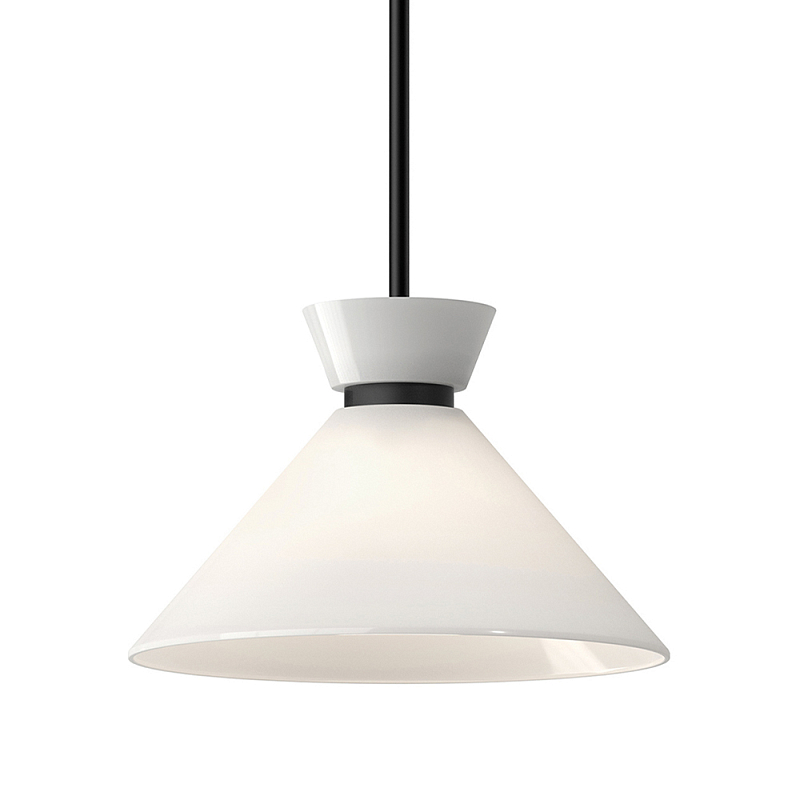 Подвесной светильник с белым стеклянным конусным плафоном Alora Mood Черный Золотой Белый в Тюмени | Loft Concept 