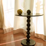 Дизайнерский журнальный стол с основанием в виде черных мраморных бусин Mybimus варинант исполнения - 1 | Loft Concept в Тюмени