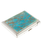 Портсигар на 20 сигарет с газовой зажигалкой из натурального камня Апатит Голубой Stone Cigarettes Cases варинант исполнения - 1 | Loft Concept в Тюмени