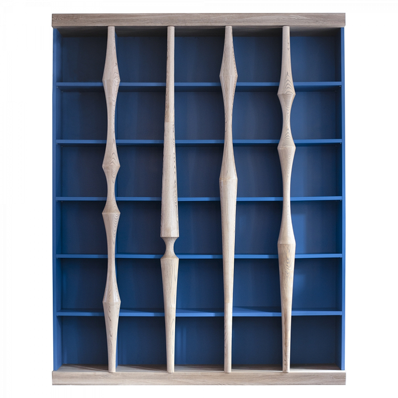 Стеллаж Oak Columns & Blue Светлый дуб Синий Стеллаж Oak Columns & Blue Светлый дуб Синий в Тюмени | Loft Concept