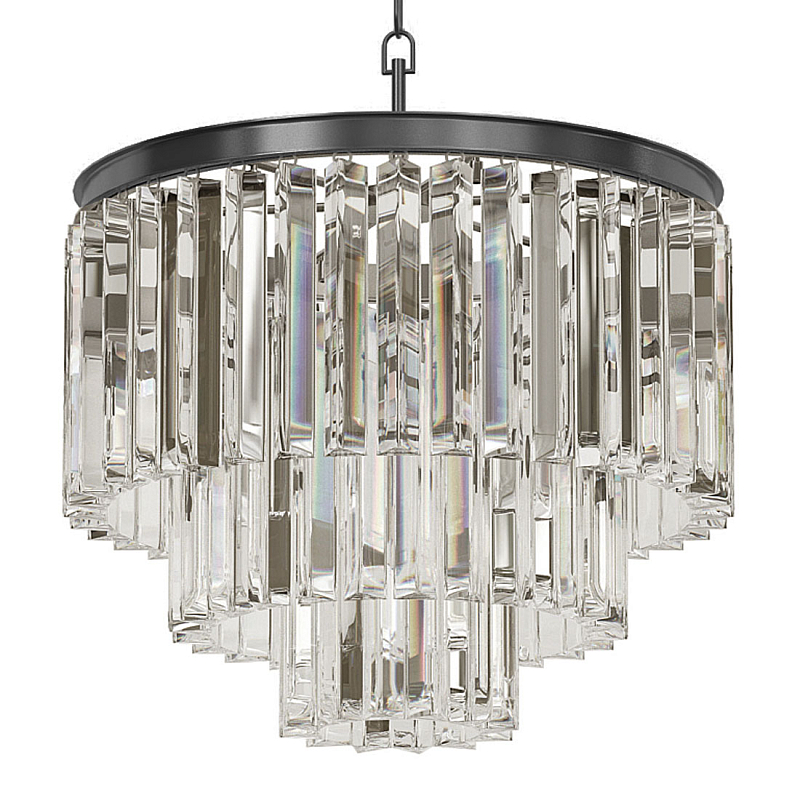 Люстра Odeon Clear Glass Fringe Chandelier - 3 rings Черный в Тюмени | Loft Concept 