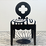 Дизайнерский стул с круглой деревянной спинкой Black and White Clover варинант исполнения - 2 | Loft Concept в Тюмени