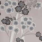 Обои ручная роспись Anemones in Light Dusk colourway on Lilac Hint slub silk варинант исполнения - 1 | Loft Concept в Тюмени