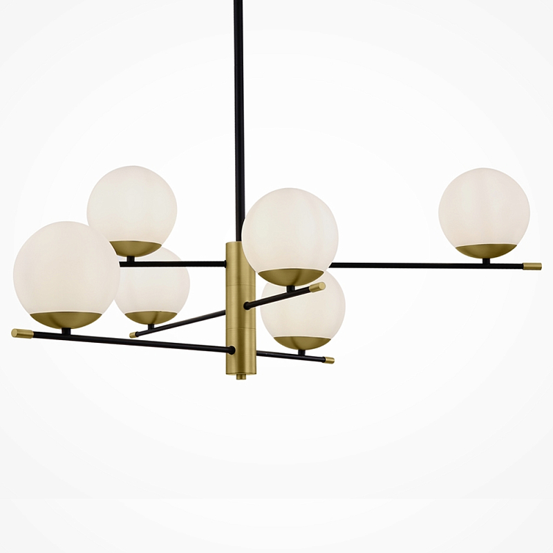 Светильник Spike Six Balls Hanging Lamp матовое золото Прозрачный белый в Тюмени | Loft Concept 