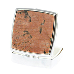 Таблетница карманная квадратная с 2-мя отделениями с зеркалом и накладкой из натурального камня Пегматит Silver Stone Pillboxes варинант исполнения - 2 | Loft Concept в Тюмени