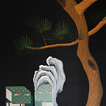 Обои ручная роспись The Art of Learning and Steps for the Flowers by Teo Yang Original colourway on Pitch dyed silk варинант исполнения - 2 | Loft Concept в Тюмени