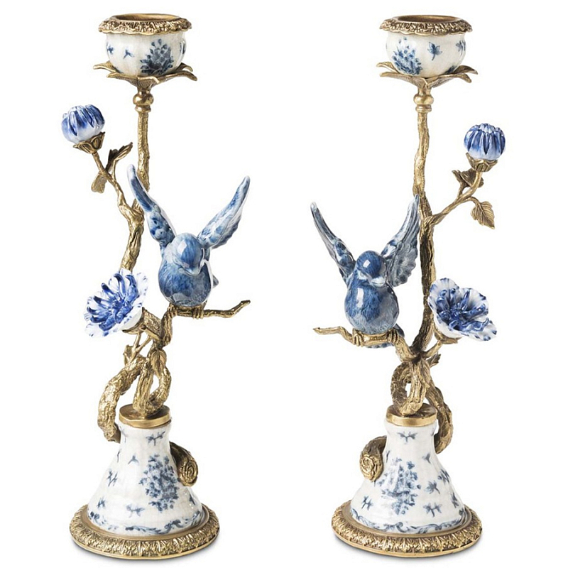 Подсвечник Candleholder Birds Atlanta Set 2 Pcs Синий Бронза Белый Подсвечник Candleholder Birds Atlanta Set 2 Pcs Синий Бронза Белый в Тюмени | Loft Concept