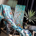 Постер на холсте в стиле шинуазри с изображением сада Chinoiserie Imperial Garden Birds and People Poster варинант исполнения - 2 | Loft Concept в Тюмени