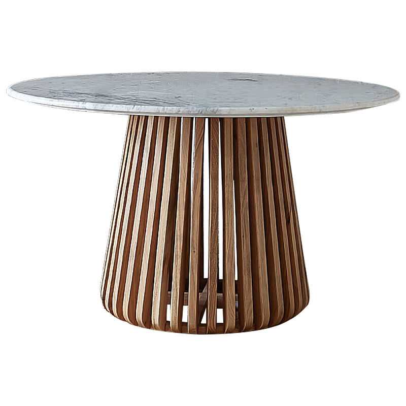 Круглый обеденный стол со столешницей из белого мрамора Veras White Marble Table Коричневый Белый Мрамор Bianco Круглый обеденный стол со столешницей из белого мрамора Veras White Marble Table Коричневый Белый Мрамор Bianco в Тюмени | Loft Concept