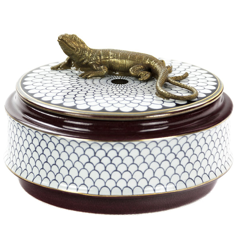 Шкатулка Box Bronze Lizard Белый Бронза Коричневый Шкатулка Box Bronze Lizard Белый Бронза Коричневый в Тюмени | Loft Concept