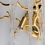 Бра золотого цвета с разветвленными ветвями и длинными прозрачными подвесками в форме стеклянных сосулек Droplet Chandelier варинант исполнения - 6 | Loft Concept в Тюмени