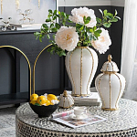 Ваза с золотыми полосами на белом фоне Chinoiserie Ceramics варинант исполнения - 3 | Loft Concept в Тюмени