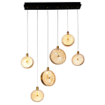 Подвесной светильник с плафонами из рельефного стекла Peony Glass Bronze Six варинант исполнения - 2 | Loft Concept в Тюмени