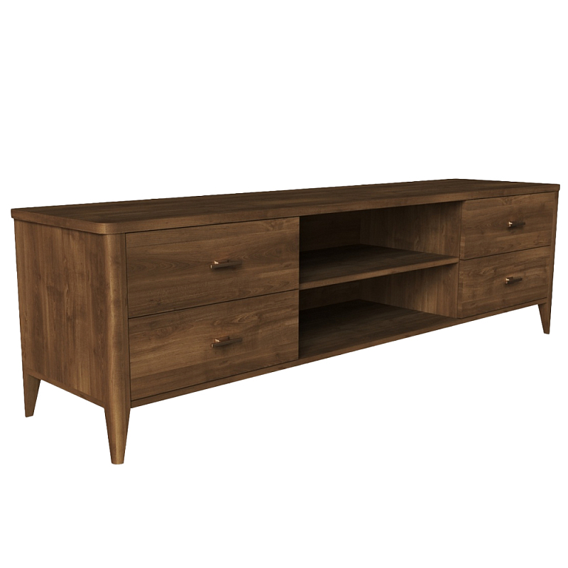 ТВ-тумба с 4-мя ящиками и полками из массива бука Tasteful Furniture Коричневый ТВ-тумба с 4-мя ящиками и полками из массива бука Tasteful Furniture Коричневый в Тюмени | Loft Concept