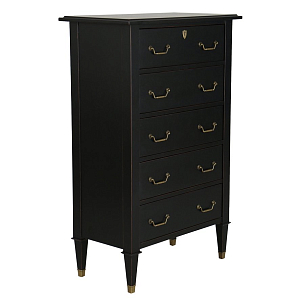 COMMODE SEMAINIER 5 TIROIRS EN ACACIA NOIR CENA A271CLE