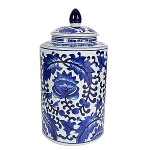 Ваза с крышкой Blue & White Floral Pattern