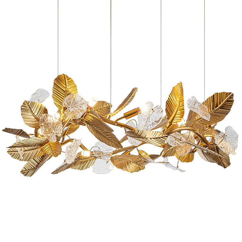 Люстра на ветвистом каркасе с листьями Golden Wreath Золотой Белый Люстра на ветвистом каркасе с листьями Golden Wreath Золотой Белый в Тюмени | Loft Concept
