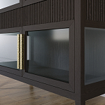 Витрина Primo со стеклянными фасадами и 2 ящиками Темный орех варинант исполнения - 3 | Loft Concept в Тюмени