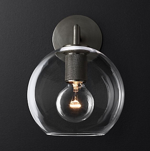 Бра  Utilitaire Globe Shade Single Sconce Black