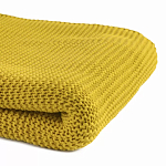 Плед из хлопка жемчужной вязки горчичного цвета Waffle Comfort варинант исполнения - 2 | Loft Concept в Тюмени