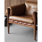 Кресло с деревянным каркасом и обивкой из натуральной кожи Medieval Furniture варинант исполнения - 4 | Loft Concept в Тюмени