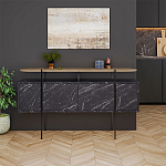Комод с цветом фасада черный мрамор с деревянной столешницей на металлических ножках HANLEY CONSOLE HITIT BENDIR варинант исполнения - 1 | Loft Concept в Тюмени
