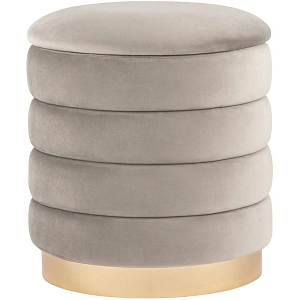 Пуф с ящиком Charlotte бежево-серый Glossy Velor