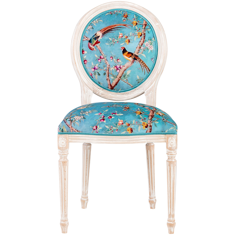 Стул из массива бука бирюзовый с изображением птиц и цветов Turquoise Beige Chinoiserie Peach Garden Chair Бирюзовый Мульти Бежевый Стул из массива бука бирюзовый с изображением птиц и цветов Turquoise Beige Chinoiserie Peach Garden Chair Бирюзовый Мульти Бежевый в Тюмени | Loft Concept