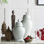 Ваза белая с крышкой однотонная Chinoiserie Ceramics варинант исполнения - 4 | Loft Concept в Тюмени